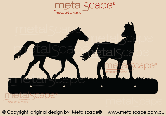 Countryscape - Metalscape - Metal Art - Farm-Two Horses - Plaque \ Coat Rack