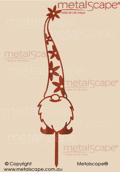 Metalscape - Metal Garden Art - Gardenscape -Garden Gnome 7 - Tall, Flower hat and Flower on top