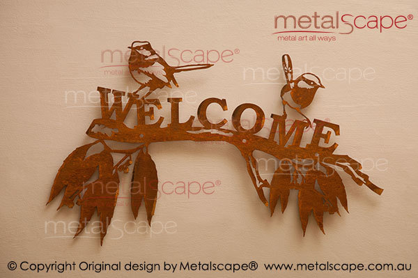 Metalscape - Metal Garden Art - Gardenscape -Branch and Wrens - Welcome - No Frame