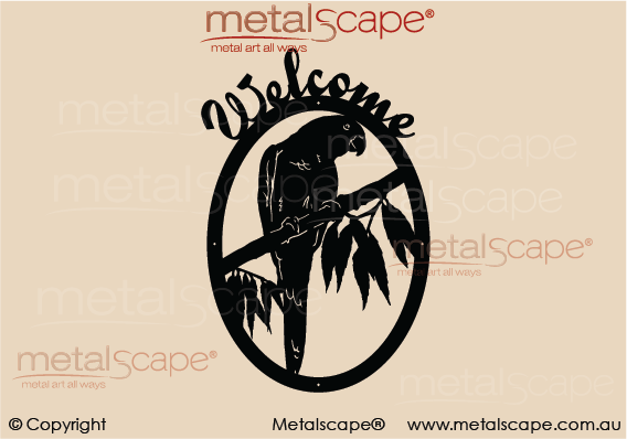 Metalscape - Metal Garden Art - Gardenscape -King Parrot - Welcome Oval Frame