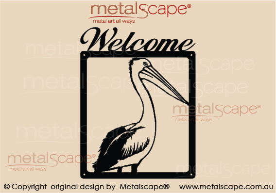 Metalscape - Metal Garden Art - Gardenscape -Pelican - Welcome sign