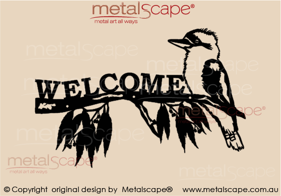 Metalscape - Metal Garden Art - Gardenscape -Branch and Kookaburra Welcome Sign