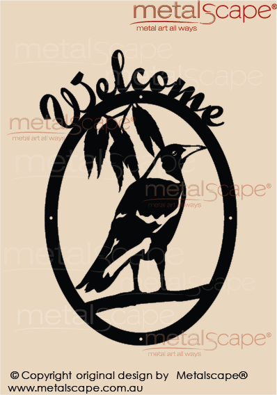 Metalscape - Metal Garden Art - Gardenscape -Magpie - Welcome Oval Frame