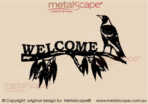 Metalscape - Metal Garden Art - Gardenscape -Branch and Magpie Welcome Sign