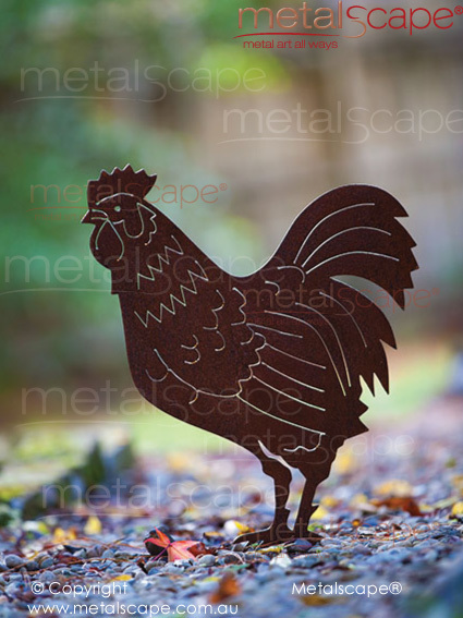 Metalscape - Metal Garden Art - Gardenscape -Rooster on Spike