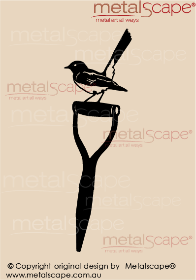 Metalscape - Metal Garden Art - Gardenscape -Wagtail on Spade