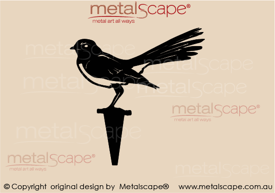 Metalscape - Metal Garden Art - Gardenscape -Wagtail Tail Out on Spike - Rust