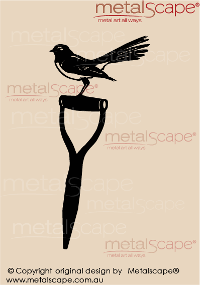 Metalscape - Metal Garden Art - Gardenscape -Wagtail Tail Out on Spade Handle