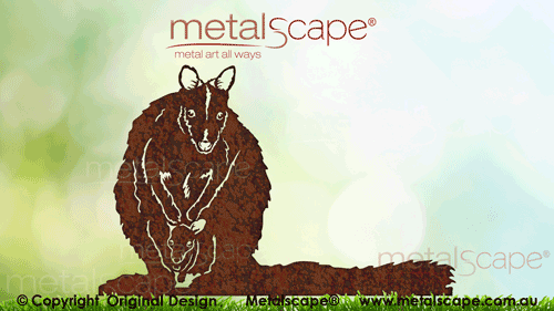 Countryscape - Metalscape - Metal Art - Farm-Brush-tailed Rock Wallaby - Female and Joey Front On