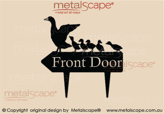 Countryscape - Metalscape - Metal Art - Farm-Duck and Ducklings House Sign Left Arrow