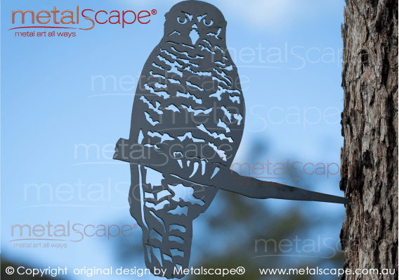 Metalscape - Metal Garden Art - Gardenscape -Powerful Owl on tree mount spike - Large
