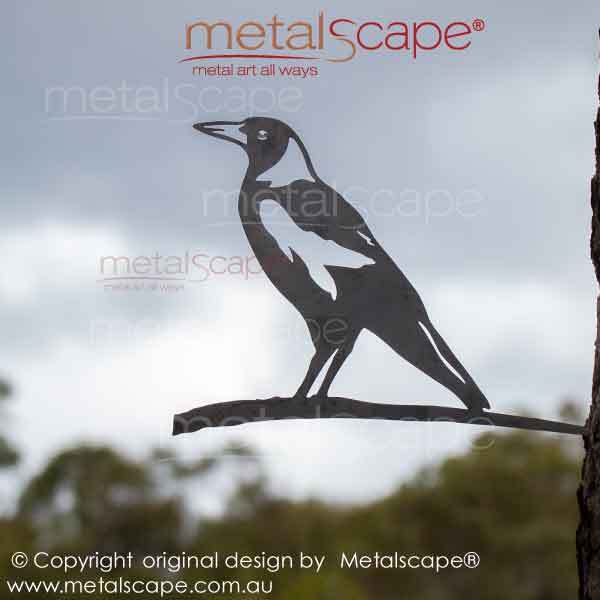 Metalscape - Metal Garden Art - Gardenscape -Magpie 3  on tree mount spike