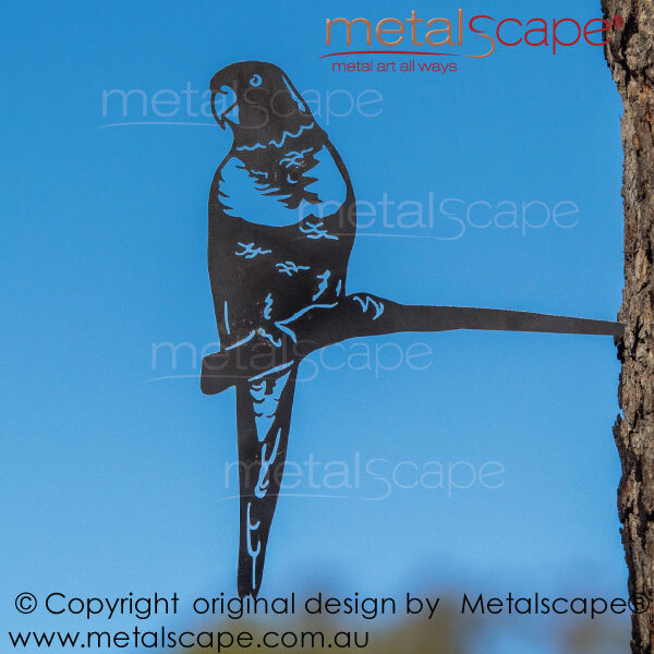 Metalscape - Metal Garden Art - Gardenscape -Rainbow Lorikeet on tree mount spike
