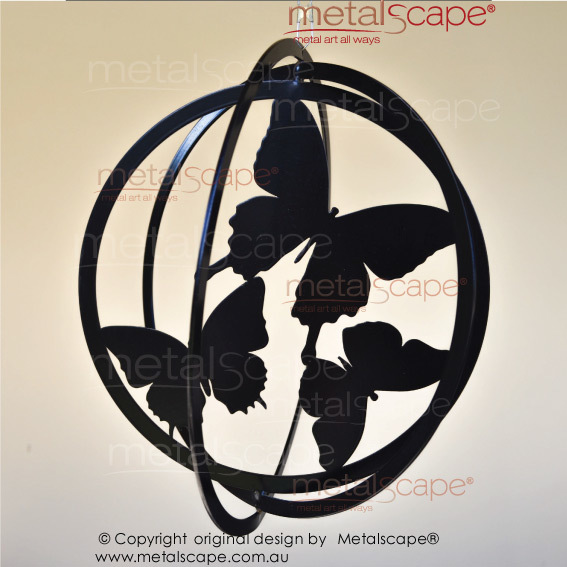 Metalscape - Metal Garden Art - Gardenscape -Windcatcher Butterfly Sphere - Rust