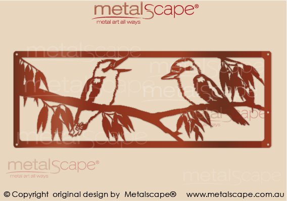Metalscape - Metal Garden Art - Gardenscape -Kookaburras x 2 on Branch in Frame - Wall Art