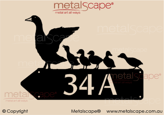 Metalscape - House Number Signs-Duck and Ducklings House Number Sign [Direction: Left]
