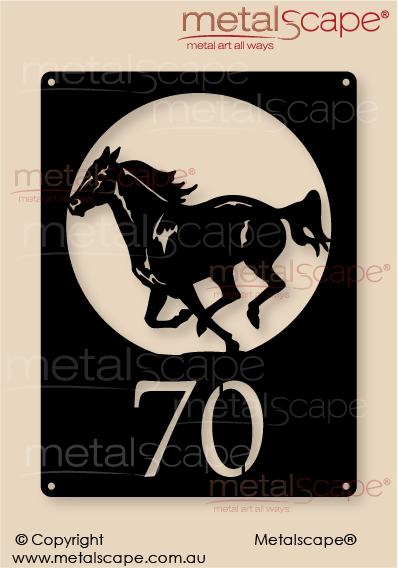 Metalscape - Metal Garden Art - Gardenscape -House Number Galloping Horse