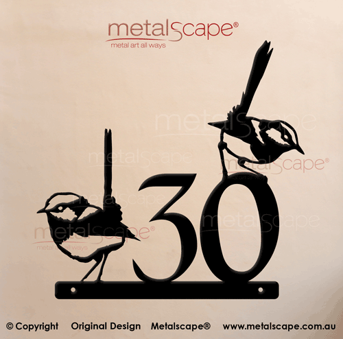 Metalscape - House Number Signs-House number sign with Wrens