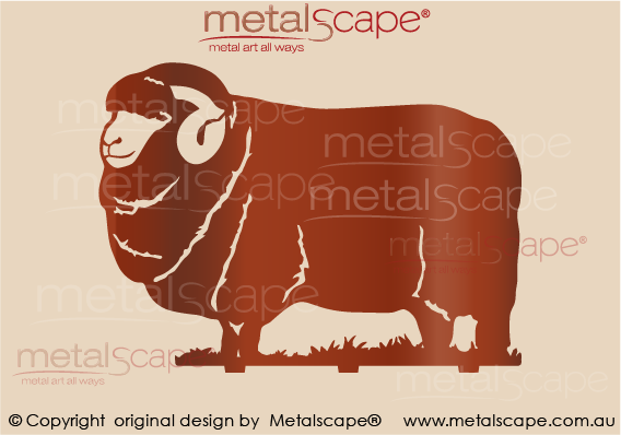 Countryscape - Metalscape - Metal Art - Farm-Merino Ram on Grass and Spikes -Large Size