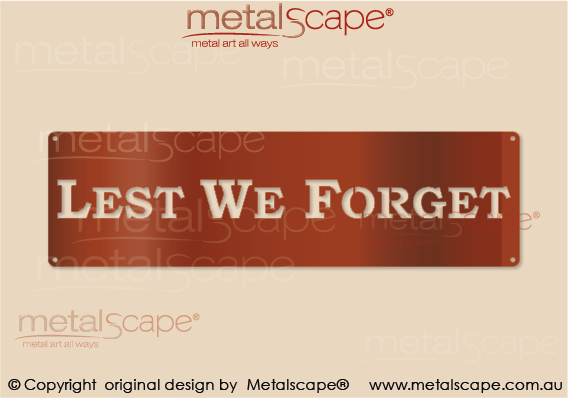 Metalscape - Anzac-Lest we Forget - Cut out lettering ANZAC Wall Plaque