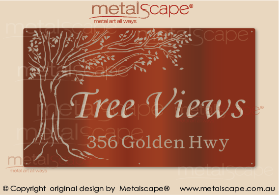 Metalscape - Farm Property Signs-Large Property Sign with Tree Design Classic Cut Style