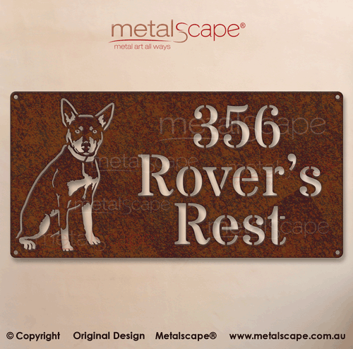 Metalscape - Farm Property Signs-Property \ House Sign - Kelpie Dog Image - Classic Cut Style
