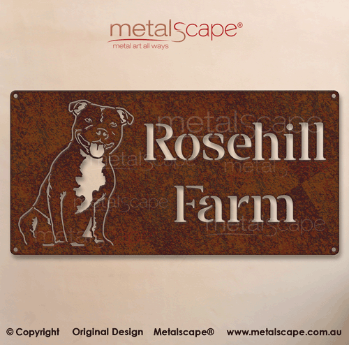 Metalscape - Farm Property Signs-Property \ House Sign - Staffordshire Bull Terrier Dog Image - Classic Cut Style