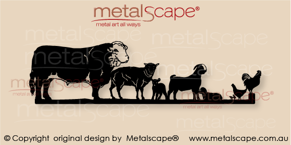 Countryscape - Metalscape - Metal Art - Farm-Rural Decorative Plaque - Hereford Bull & Farm Animals