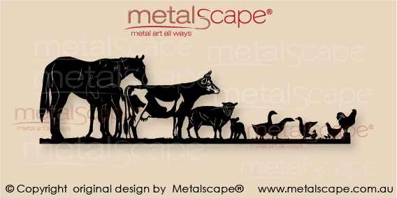 Countryscape - Metalscape - Metal Art - Farm-Animal Plaque - Mare and Foal, Cow, Ewe and Lamb, Geese, Ducks, Chickens