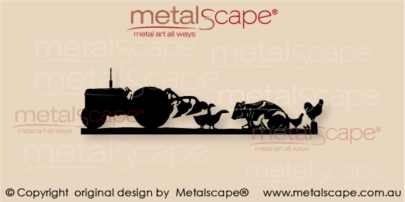 Countryscape - Metalscape - Metal Art - Farm-Rural Decorative Plaque - Tractor Frisian Cow, Geese and Chickens