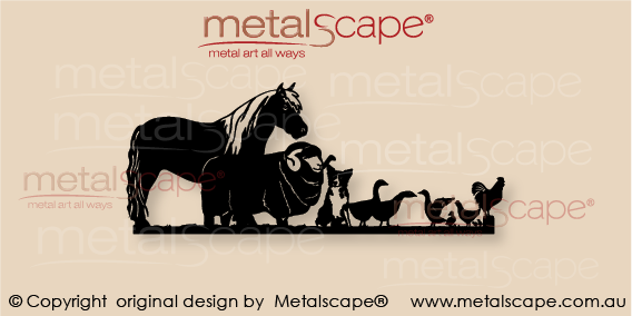 Countryscape - Metalscape - Metal Art - Farm-Rural Decorative Plaque - Pony, Merino & Farm Animals