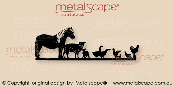 Countryscape - Metalscape - Metal Art - Farm-Rural Decorative Plaque - Pony, Sheep, Geese, Duck, Chickens
