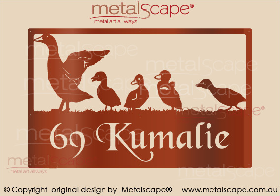 Metalscape - Farm Property Signs-XL Property Sign -  Duck & 4 Ducklings