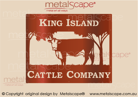 Metalscape - Farm Property Signs-Large Property Sign - Hereford Bull and Cow