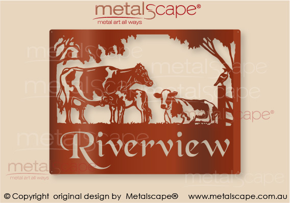 Metalscape - Farm Property Signs-Medium Property Sign - Freisan Cows & Calf