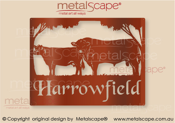 Metalscape - Farm Property Signs-Medium Property Sign - Angus Bull & Cow