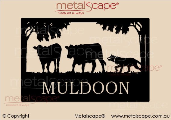 Metalscape - Farm Property Signs-Large Property Sign - Angus Bull & Cow & Kelpie