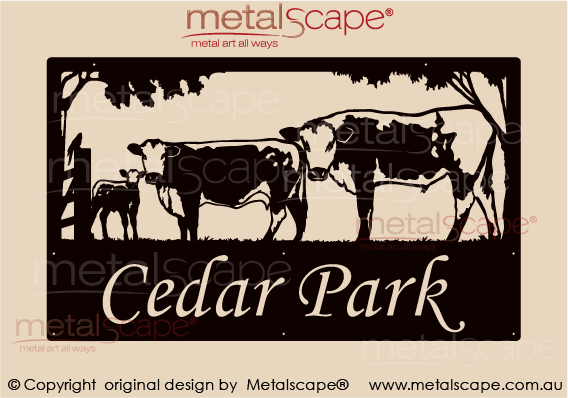 Metalscape - Farm Property Signs-Large Property Sign - Speckle Park breed, Bull, Cow & Calf