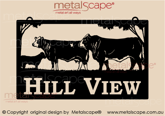 Metalscape - Farm Property Signs-Large Property Sign - Simmental Bull, Cow and Calf