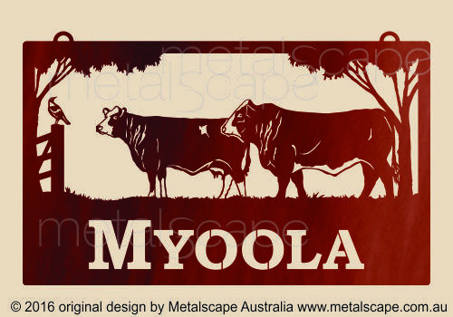 Metalscape - Farm Property Signs-Large Property Sign -  Simmental Bull and Cow