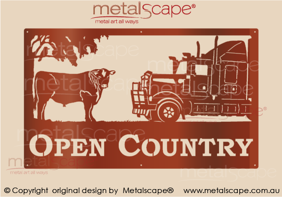 Metalscape - Farm Property Signs-Large Property Sign - Angus Steer and Kenworth Truck Cab