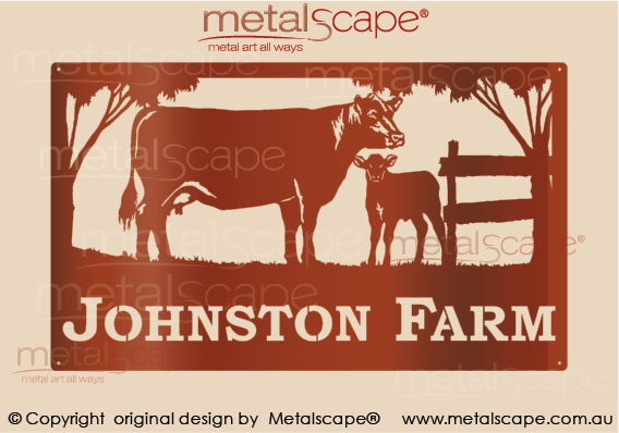 Metalscape - Farm Property Signs-Large Property Sign - Angus Cow and Calf
