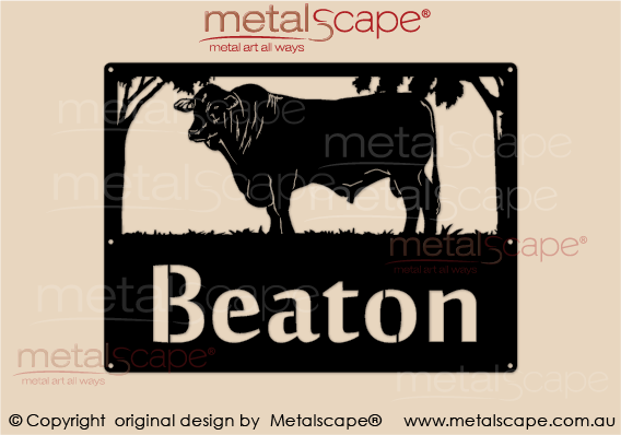 Metalscape - Farm Property Signs-Property Sign -  Santa Gertrudis Bull