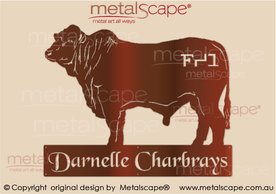 Metalscape - Farm Property Signs-Farm Property Sign - Charbray Bull