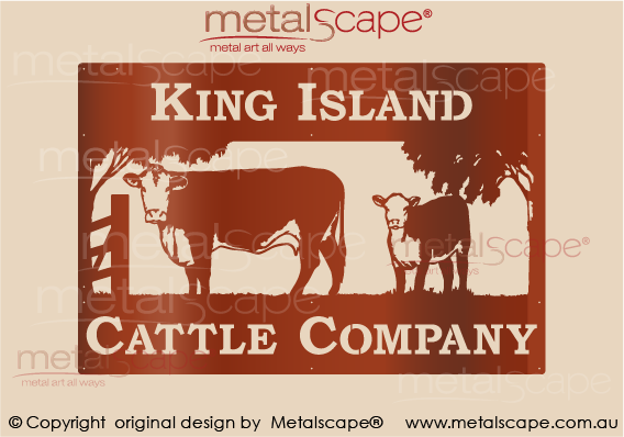 Metalscape - Farm Property Signs-XL Property Sign - Hereford Cow and Calf