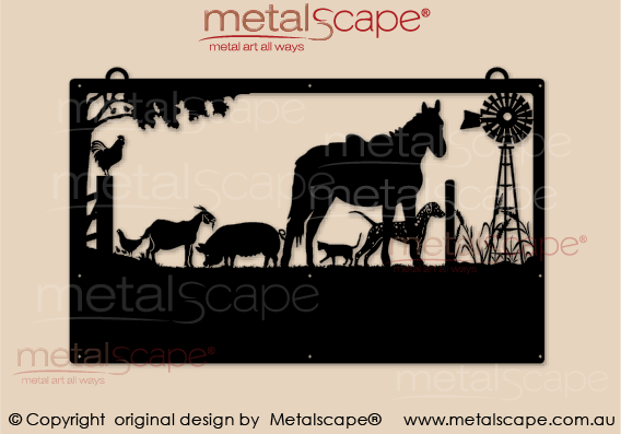 Metalscape - Farm Property Signs-Large Property Sign - Horse, Farm Animals & Windmill