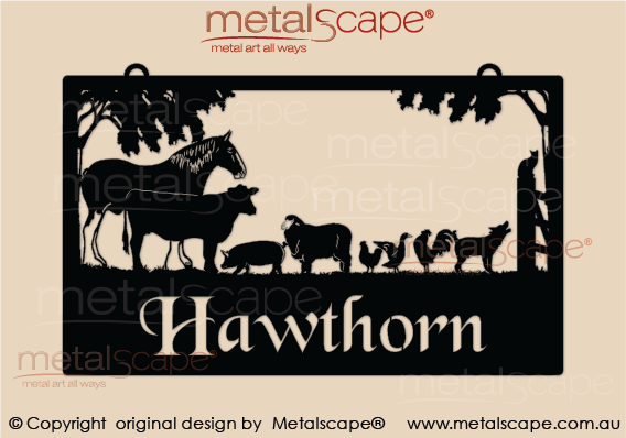 Metalscape - Farm Property Signs-Large Property Sign -Horse & Assorted farm animals