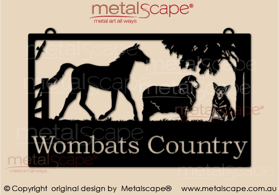 Metalscape - Farm Property Signs-Large Property Sign -  Horse, Merino and Cattle Dog