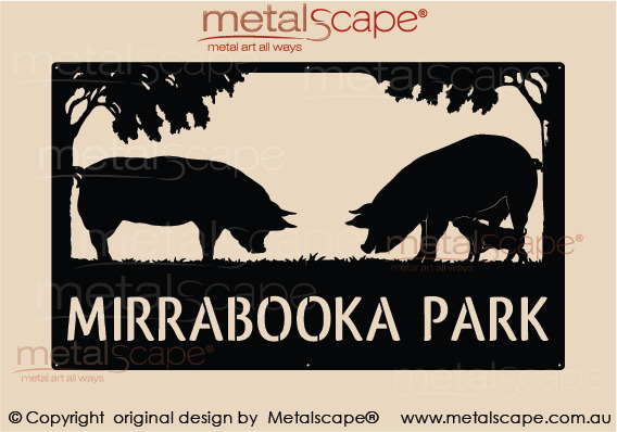 Metalscape - Farm Property Signs-Large Property Sign - Pigs and Piglet