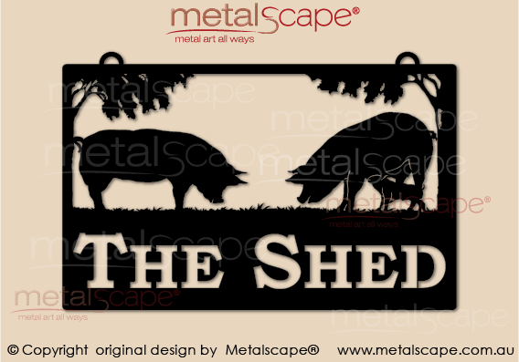 Metalscape - Farm Property Signs-Medium Property Sign - Pigs and piglet